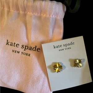 kate spade Silver and Yellow Floral Earrings Trademark Clover Style